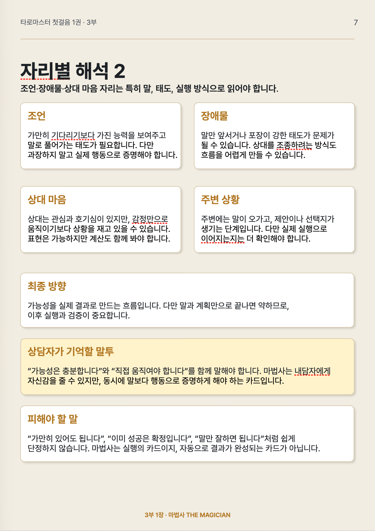 마법사 카드 자리별 해석 전자책 페이지
