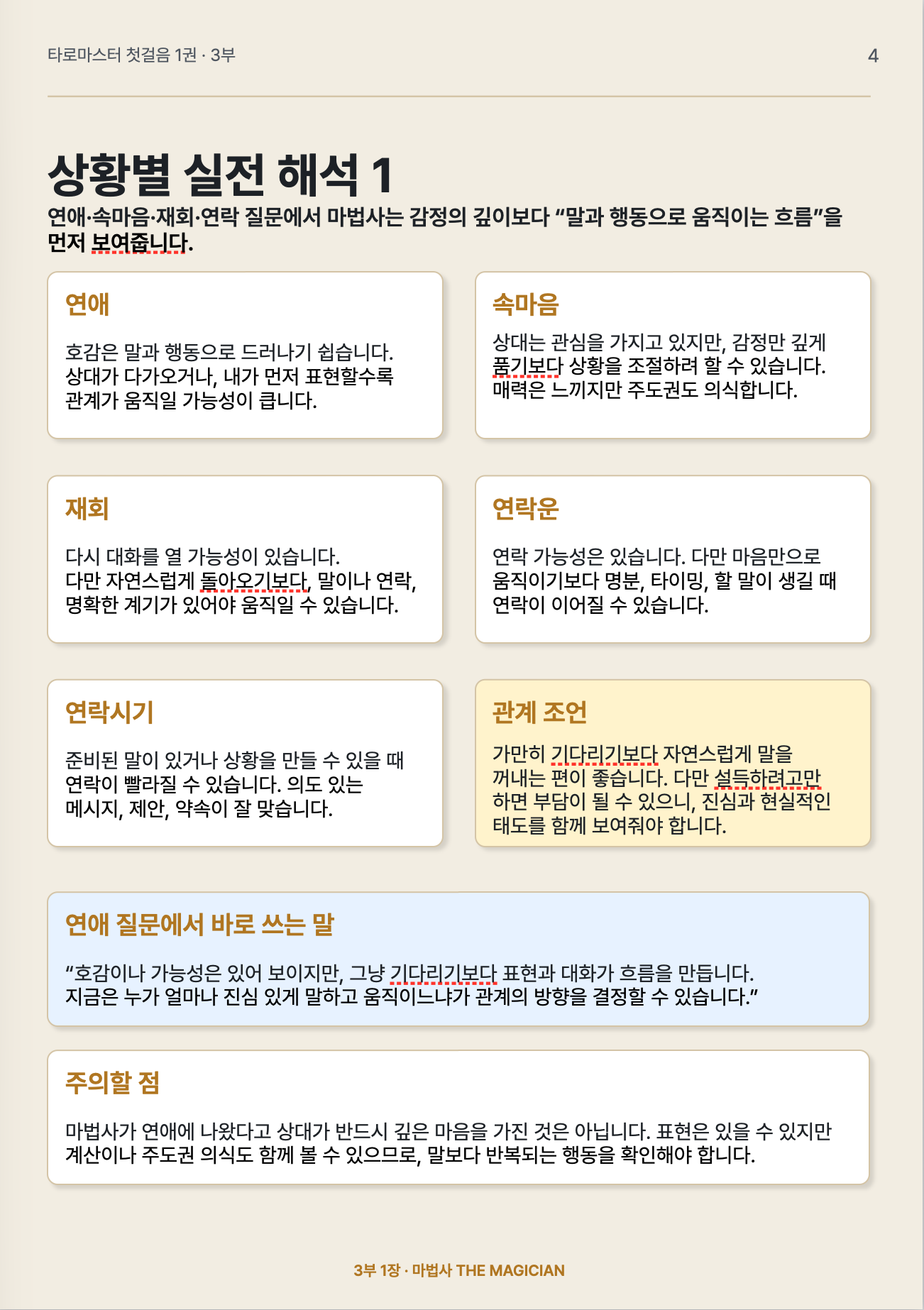 마법사 카드 상황별 실전 해석 전자책 페이지